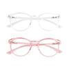 VisionGlobal Blue Light Blocking Glasses, 2 Pack Computer Reading Glasses for Anti EyestrainStylish Oval Frame, Anti Glare(Clear + Clear Pink, 1.00 Magnification) view 1
