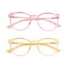VisionGlobal Blue Light Blocking Glasses, 2 Pack Computer Reading Glasses for Anti EyestrainStylish Oval Frame, Anti Glare(Clear Pink + Champagne, 1.00 Magnification) view 1