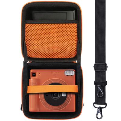 Aenllosi Hard Carrying Case Compatible with Fujifilm Instax Square SQ40/SQ1 Instant Camera,Mesh Pocket for Fujifilm Instax Square Film & Charging Cable(Inside Orange)