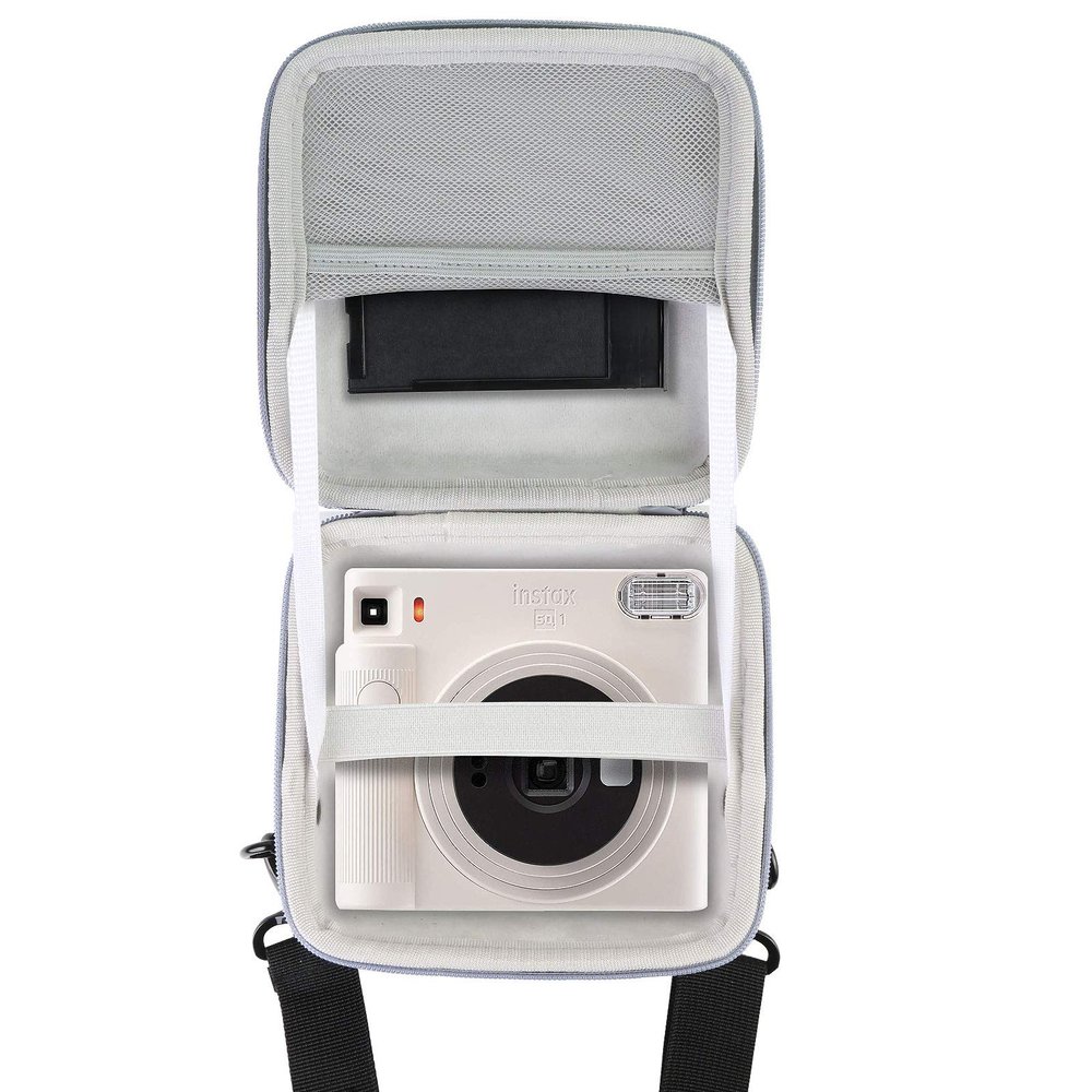 Aenllosi Hard Carrying Case Compatible with Fujifilm Instax Square SQ1 Instant Camera,Mesh Pocket for Fujifilm Instax Square Film & Charging Cable(Inside White)