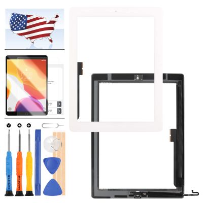 for iPad 4 4th Generation Screen Replacement for iPad 4 A1458 A1459 A1460 Touchscreen Digitizer Glass Panel with Home Button Repair Parts, Free Tempered Glass and Tools Kits