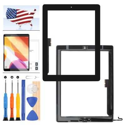 for iPad 4 4th Generation Screen Replacement for iPad 4 A1458 A1459 A1460 Touchscreen Digitizer Glass Panel with Home Button Repair Parts, Free Tempered Glass and Tools Kits