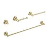 KIBI Circular 4-Piece Brushed Gold Bathroom Hardware Set | Includes Towel Bar, Towel Ring, Toilet Paper Holder, and Robe Hook | Durable Solid Brass Construction and Rust-Resistant (C-KBA14-4) view 1