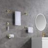 KIBI Circular 4-Piece Brushed Gold Bathroom Hardware Set | Includes Towel Bar, Towel Ring, Toilet Paper Holder, and Robe Hook | Durable Solid Brass Construction and Rust-Resistant (C-KBA14-4) view 2