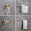 KIBI Circular 4-Piece Brushed Gold Bathroom Hardware Set | Includes Towel Bar, Towel Ring, Toilet Paper Holder, and Robe Hook | Durable Solid Brass Construction and Rust-Resistant (C-KBA14-4) view 3