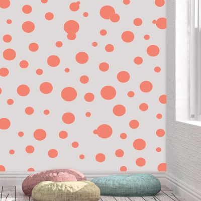 Coral Color Decorations for Home Decor Dot Stickers (63) Polka Dot Wall Decals Bedroom, Teen Toddler, Baby Nursery, Birthday Gift (Coral)
