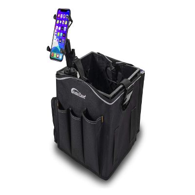 AutoExec AUE80008 Milkcrate and Apron with Phone Mount and Power Inverter for Organizing Your Vehicle