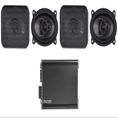 KICKER 46CXA3604T CXA360.4 360w RMS 4-Channel Car Audio Amplifier Class A/B Amp Bundle with Pair Rockville RV46.3A 4x6 3 -Way Car Speakers 500 Watts/70 Watts RMS CEA Rated