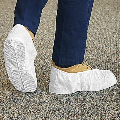 White Disposable Shoe Covers (Polypropylene) - 100 Count - Size Large (fits up to Mens Size 9)