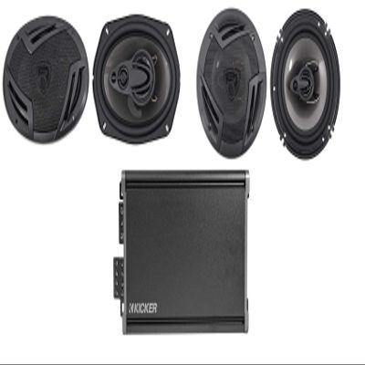 KICKER 46CXA3604T CXA360.4 RMS 4-Channel Car Audio Amp Bundle with Rockville RV69.4A 6x9" 4-Way Car Speakers and RV6.3A 6.5" 3-Way Car Speakers (3 Items)