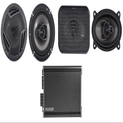 (1) KICKER 46CXA3604T CXA360.4 360w RMS Car Audio Amp Bundle with (1) Pair Rockville RV6.3A 6.5" 3-Way Car Speakers RMS CEA and (1) Pair RV46.3A 4x6 3 -Way Car Speakers RMS CEA (3 Items)