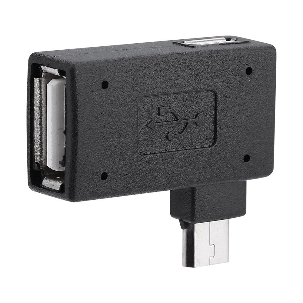 Socobeta 2Pcs 90 Degree USB 2.0 OTG Host Adapter Female to Male Micro OTG Power Supply Port 90 Degree Left 90 Right Angled