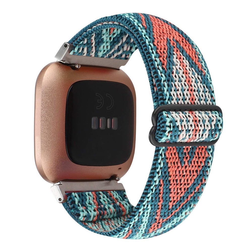 Adjustable Elastic Watch Band Compatible with Fitbit Versa/Versa 2/Versa Lite Special Edition for Women Men Nylon Stretchy Strap Wristband for Fitbit Versa Smart Watch (Green Arrow)