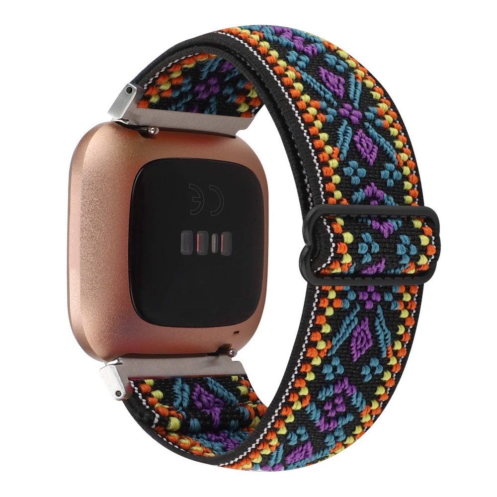 Adjustable Elastic Watch Band Compatible with Fitbit Versa/Versa 2/Versa Lite Special Edition for Women Men Nylon Stretchy Strap Wristband for Fitbit Versa Smart Watch (Purple Blue)