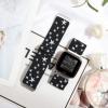 Adjustable Elastic Watch Band Compatible with Fitbit Versa/Versa 2/Versa Lite Special Edition for Women Men Nylon Stretchy Strap Wristband for Fitbit Versa Smart Watch (Black White Star) view 4