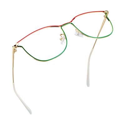 LifeArt Blue Light Blocking Glasses, Anti Eyestrain, Computer Reading Glasses, Gaming Glasses, TV Glasses for Women Men, Stylish Unisex Alloy Oval Frame (Red Green, 3.75 Magnification)