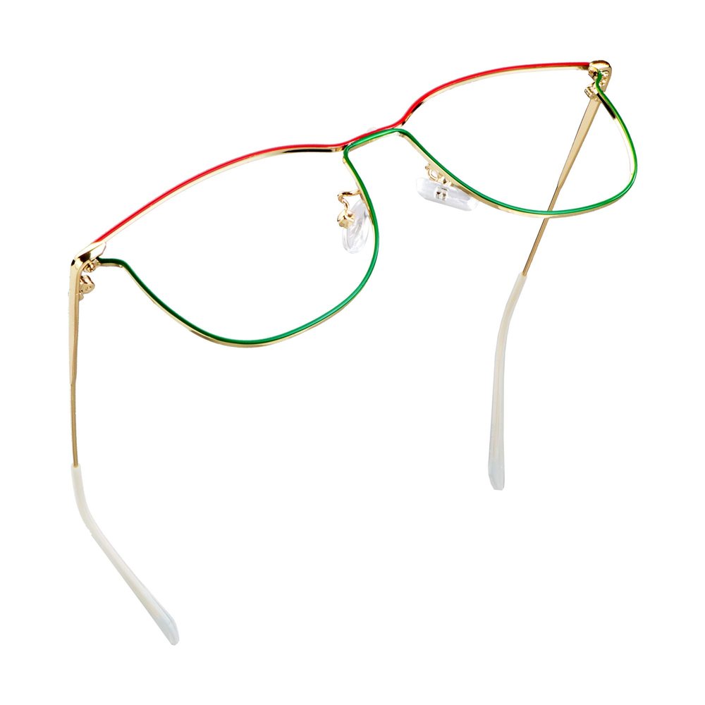 LifeArt Blue Light Blocking Glasses, Anti Eyestrain, Computer Reading Glasses, Gaming Glasses, TV Glasses for Women Men, Stylish Unisex Alloy Oval Frame (Red Green, 3.75 Magnification)