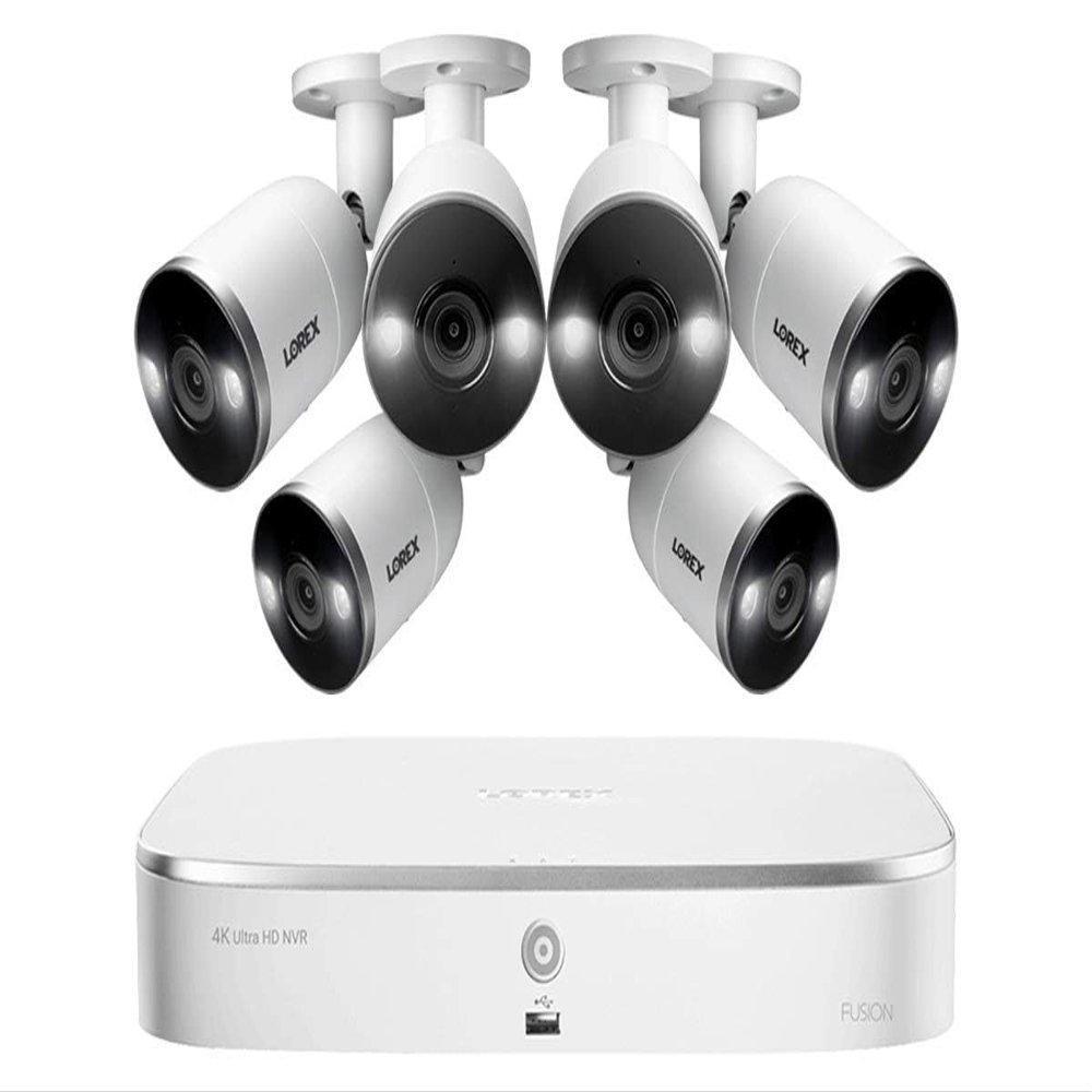 4K Ultra HD IP 8-Channel NVR System with 6 Smart Deterrence 4K 8MP IP Cameras, 150FT Night Vision, 2TB Hard Drive, Fusion Capabilities