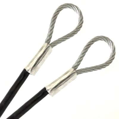 PHAT, Black Vinyl Coated 7.95mm (5/16 inch) Braided Steel Security Cable Double Looped Ended (46 inches, Black)