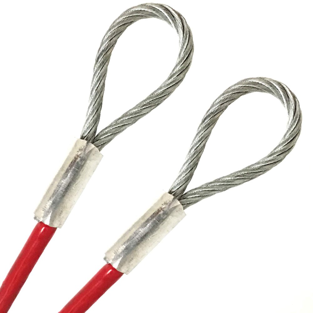PHAT, Red Vinyl Coated 6.35mm (1/4 inch) Braided Steel Security Cable Double Looped Ended (6 inches, Red)