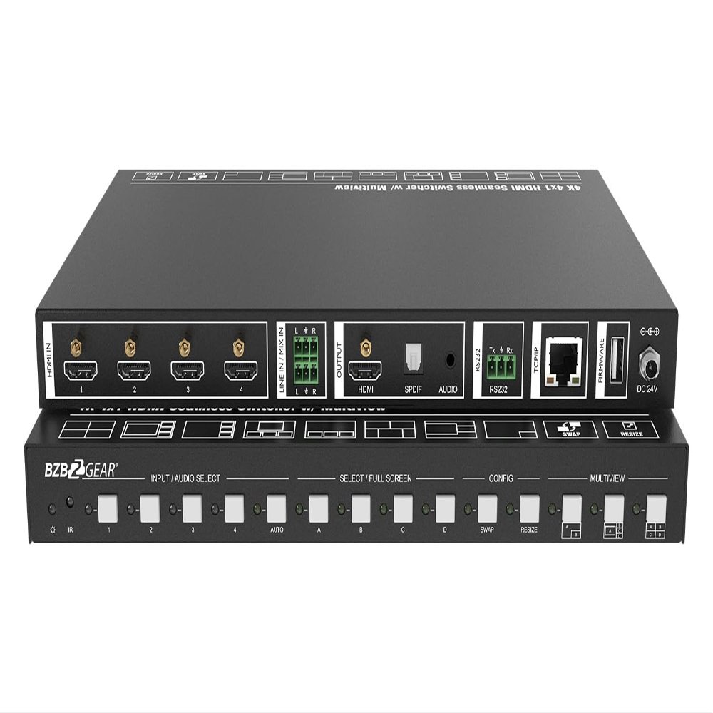 4x1 4K UHD HDMI Seamless Switcher Scaler and MultiViewer with IP/RS232 Control and Audio De-embedding