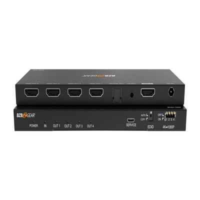 BZBGEAR 1x4 4K UHD HDMI Splitter with Down-Scaler w/Digital and Analog Audio Output - BG-DA-1X4AS