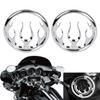 BID4ZE 2 Pcs Cover and Protect Your Speakers Flames Speaker Grills Accent Trim for Harley Touring Electra Glide Ultra Classic FLHTCU 2006-2013,Chrome view 1