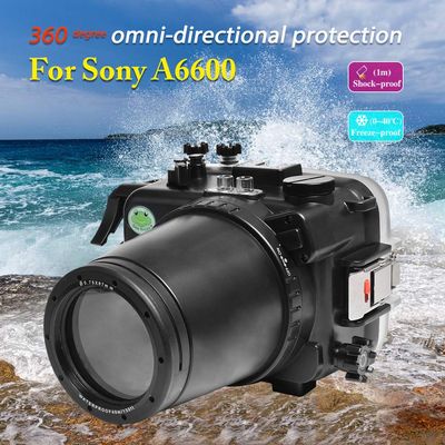Seafrogs 40M/130FT Camera Waterproof Case Underwater Housing for Sony A6600 with 90MM Standard Barrel, Built-in Water Leakage Sensor, Ideal for Diving, Surfing, Swimming and Rafting Video