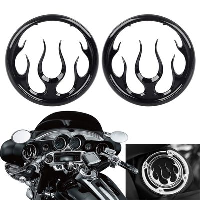 Bid4ze Bid4ze 2 Pcs Flames Speaker Grills Accent Trim Cover Front Speaker Trim Grill Cove for 2006-2013 Harley Touring Electra Street Glide,Black