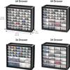 IRIS USA Small Plastic Drawer Organizer, 16-Drawer, Stackable Teacher Toolbox Crayon Small Parts Bead Building Bricks Screw Garage Desk Storage Cabinet, Drink and Water Flavor Packet Organizer, Black view 4