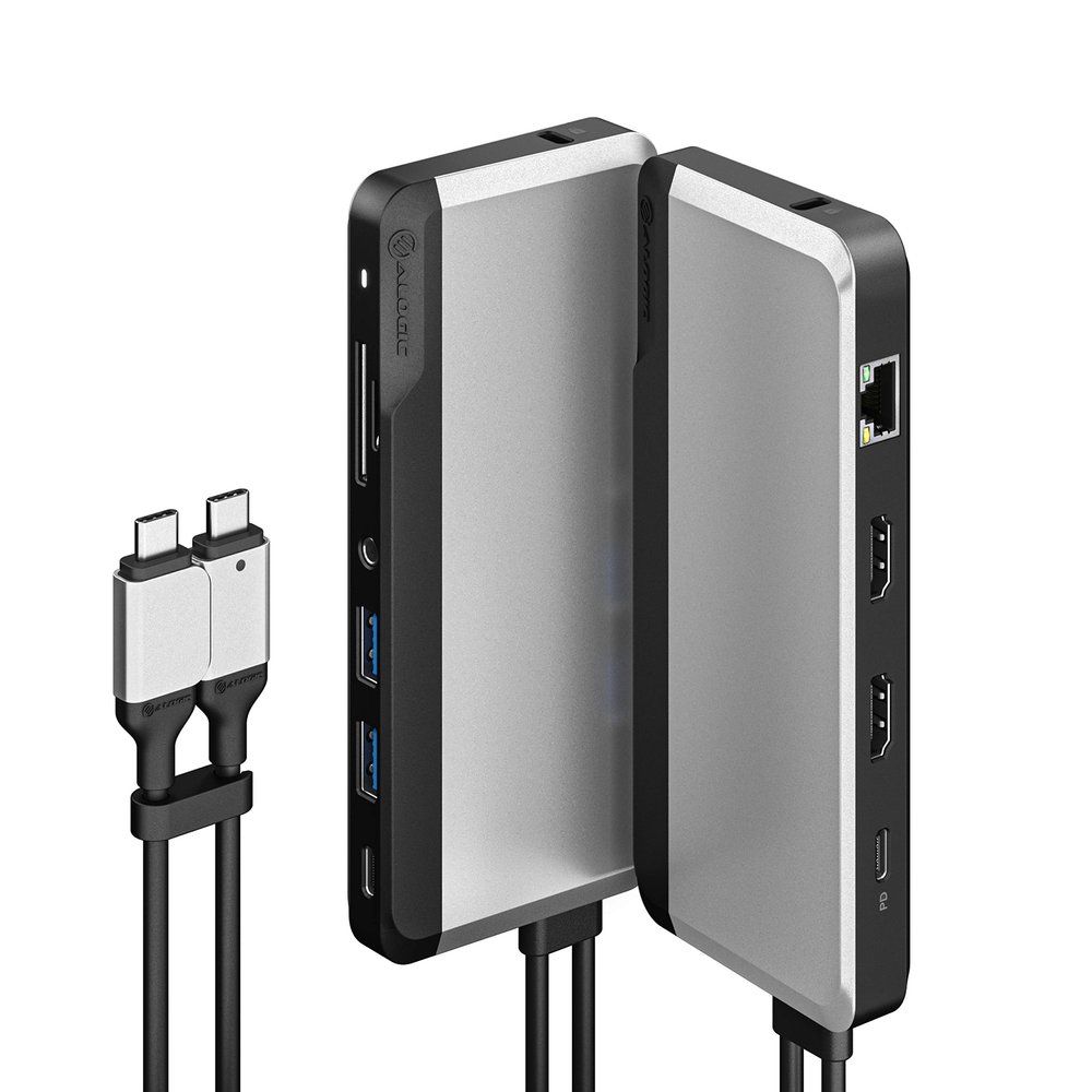 ALOGIC USB-C 10-in-1 Super Dock, Dual Display- 4K@60HZ, 2 HDMI, USB C (100W PD & Data 5G), 3.5MM Jack, ETHERNET Port, Micro/SD Card, 100W PD for MacBook PRO/AIR, XPS and More