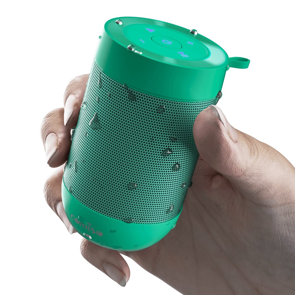 comiso Portable Bluetooth Speaker, Small Shower Speaker with IPX5 Waterproof, 360 HD Loud Sound, Wireless Stereo Pairing, Mini Speakers Support TF Card, Built-in Mic, Pocket Size for Travel Outdoors