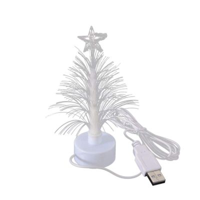 DUO ER Mini LED Christmas Tree Night Light Color Changing Fiber Optical Light USB Connection Lamp Festival Decor for Bedroom