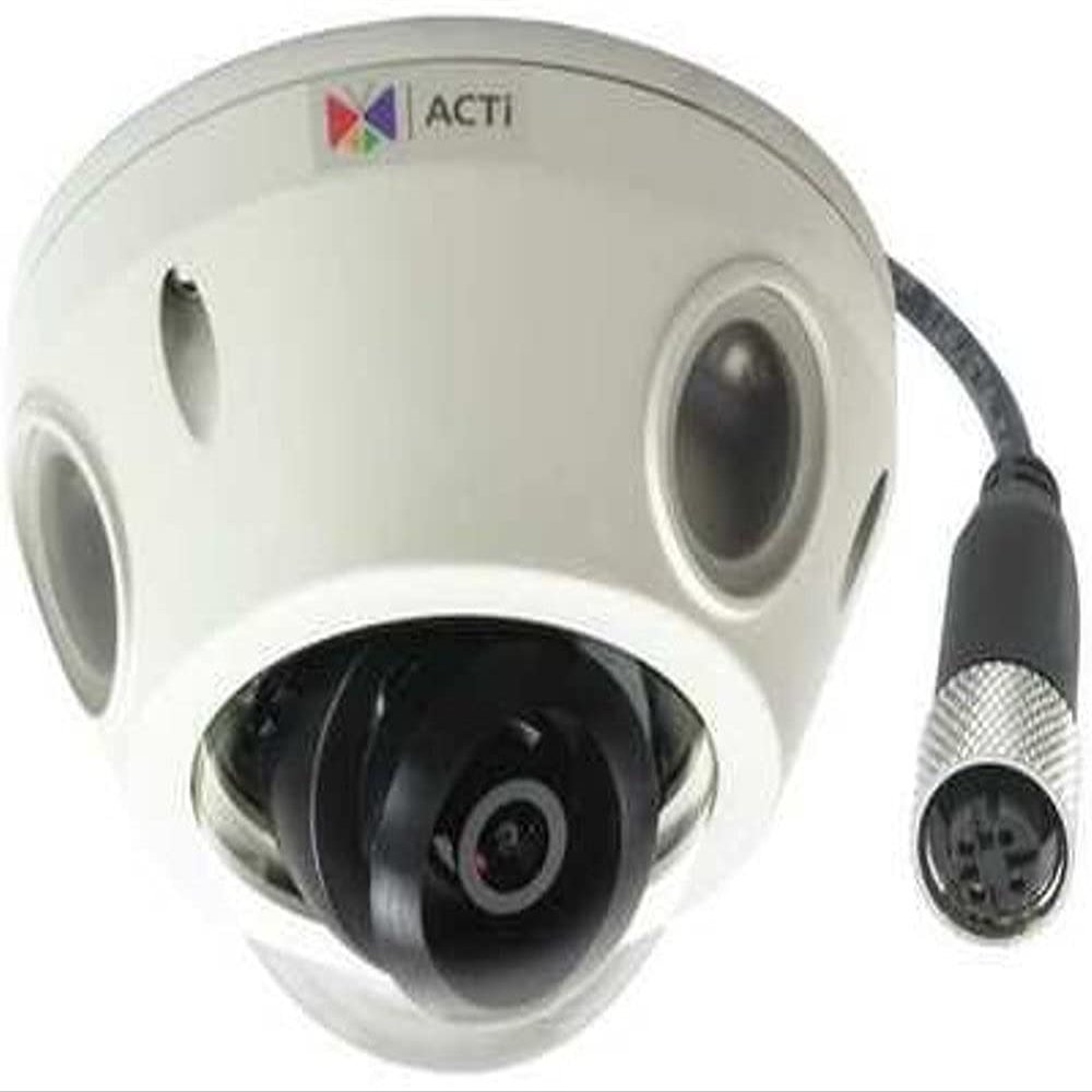 ACTi E933M 2MP Video Analytics Outdoor Mini Dome Camera with SLLS, M12 Connector, H.264, 1080p/60fps, 2D+3D DNR, Audio, MicroSDHC/MicroSDXC, PoE, IP68, IK10, EN50155, Built-in Analytics