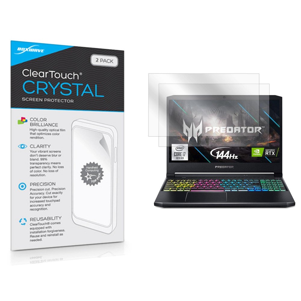BoxWave Screen Protector Compatible with Acer Predator Helios 300 (2020) - ClearTouch Crystal (2-Pack), HD Film Skin - Shields from Scratches