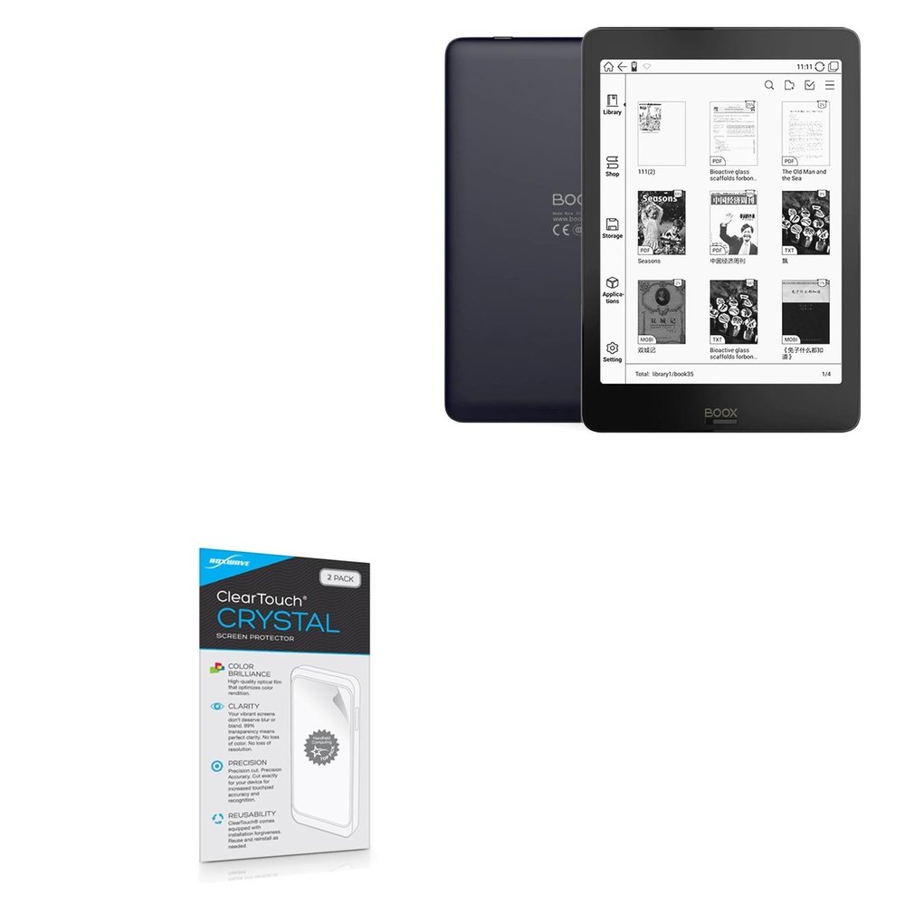 BoxWave Screen Protector Compatible with Onyx BOOX Nova - ClearTouch Crystal (2-Pack), HD Film Skin - Shields from Scratches