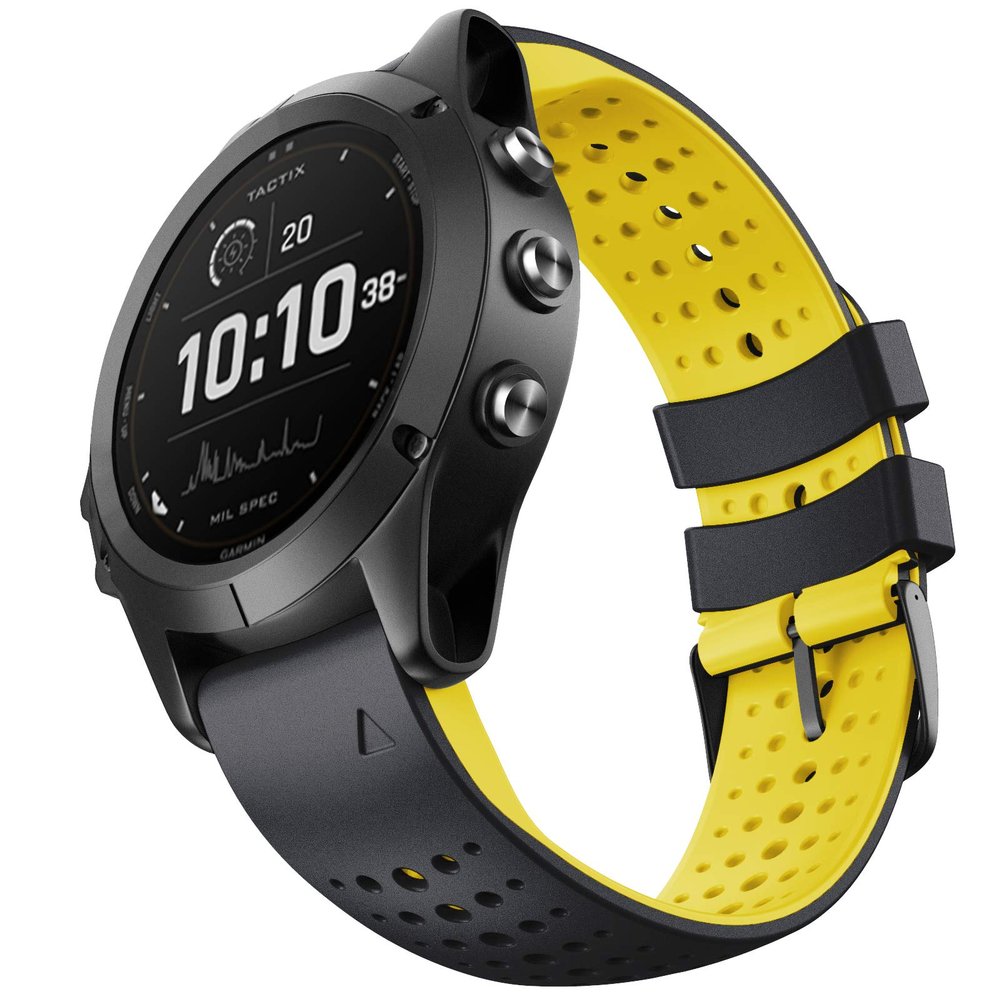 NotoCity Fenix 6/Fenix 6 Pro 22mm Width Band for Garmin Fenix 7/Fenix 6/Fenix 5/Fenix 5 Plus/Fenix 6/Fenix 6 Pro/Forerunner 935/Forerunner 945/Approach S60/Quatix 5 (Black Yellow)