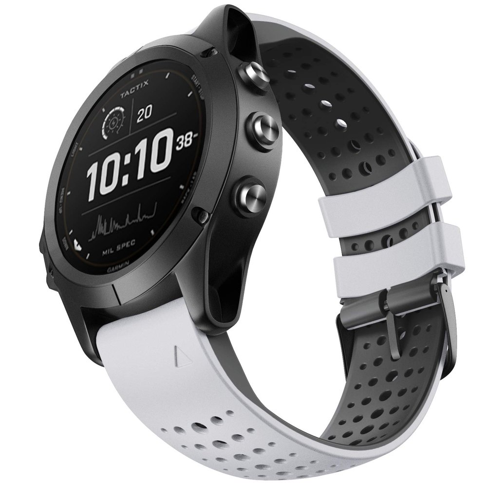 NotoCity 22mm Silicone Watch Band for Fenix 6 Band, White-Black, Unisex