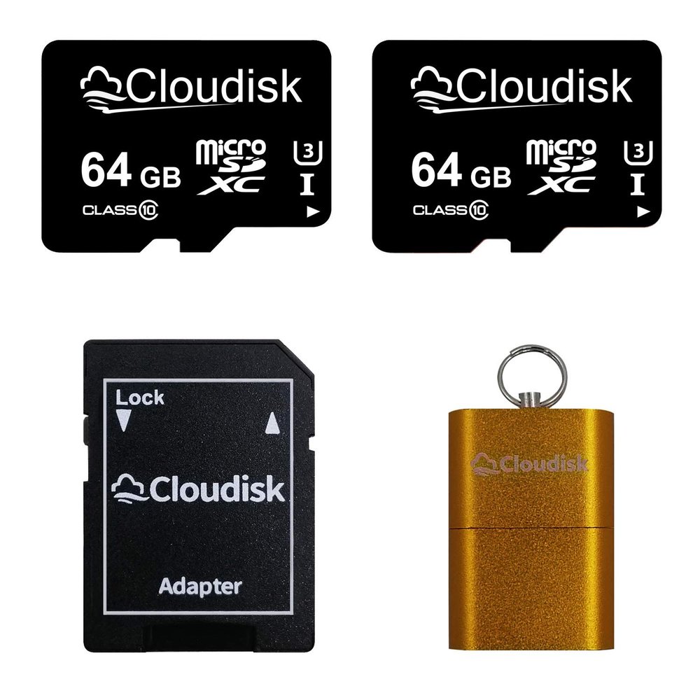 Cloudisk Micro SD Card 64GB U3 A2 Pack of 2 Flash Memory Card Micro SDXC with SD Adapter and Card Reader, C10, UHS-I (64GB)