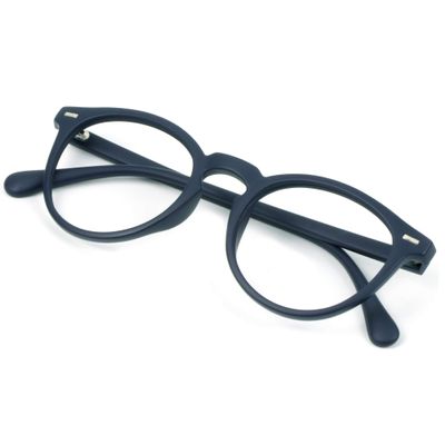 VisionGlobal Blue Light Blocking Glasses for Women/Men, Anti Eyestrain, Computer Reading, TV Glasses, Stylish Oval Frame, Anti Glare (Navy, 6.00 Magnification)