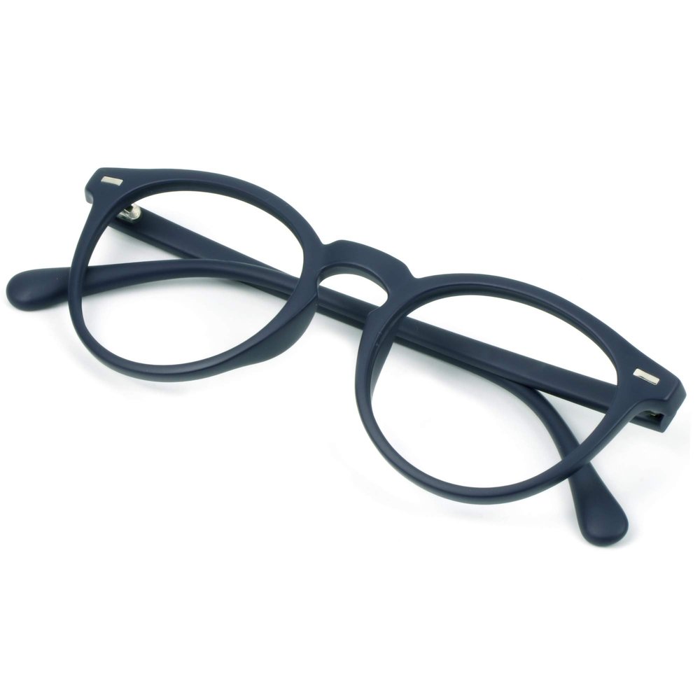 VisionGlobal Blue Light Blocking Glasses for Women/Men, Anti Eyestrain, Computer Reading, TV Glasses, Stylish Oval Frame, Anti Glare (Navy, 6.00 Magnification)