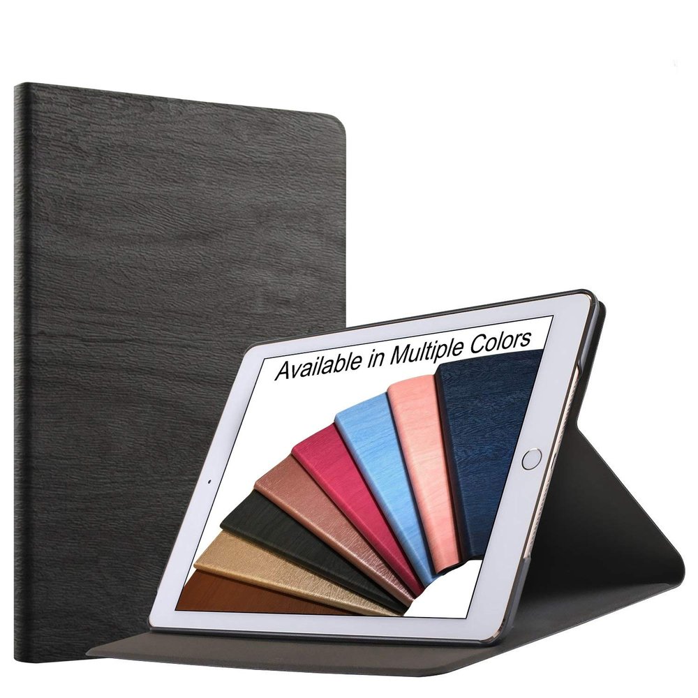 DuraSafe Cases for iPad 9th 2021 8th 2020 7th 2019 Generation [iPad 9 iPad 8 iPad 7 ] 10.2 Inch A2602 A2270 A2197 MK663LL/A MK673LL/A MYN62LL/A & Viewing Angle Stand Wooden Texture Cover - Black