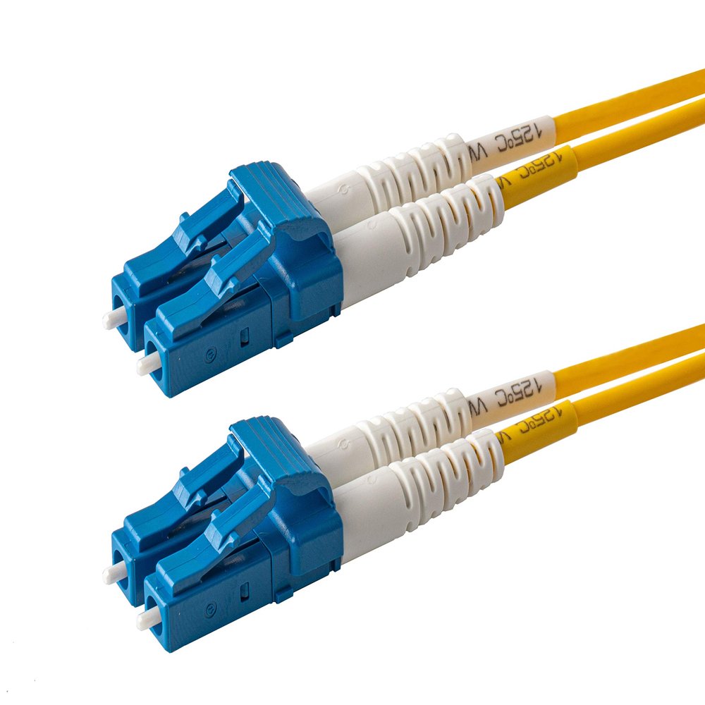SpeedyFiberTX 1-Pack 150 Feet LC to LC Fiber Patch Cable, Corning SMF-28 Singlemode 9/125um Ultra Optical Fiber, Duplex, Yellow Riser OFNR Cable Jacket