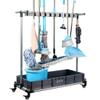 QTJH broom and mop holder put wet mops movable Commercial mop rack cleaning tool cart storage for garden garage organizer mop drain rack view 1