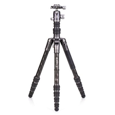 Benro BAT One Series Carbon Fiber Travel Tripod with VX20 Ball Head 65.2 Max Height, Converts to Monopod, 5-Angle Legs, Accessory Mounts for Cameras & Video (FBAT15CVX20)