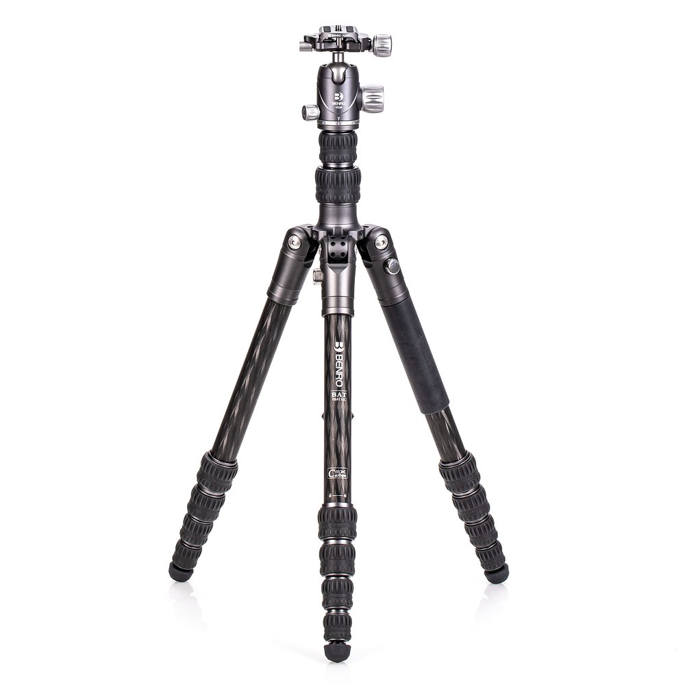Benro BAT One Series Carbon Fiber Travel Tripod with VX20 Ball Head 65.2 Max Height, Converts to Monopod, 5-Angle Legs, Accessory Mounts for Cameras & Video (FBAT15CVX20)