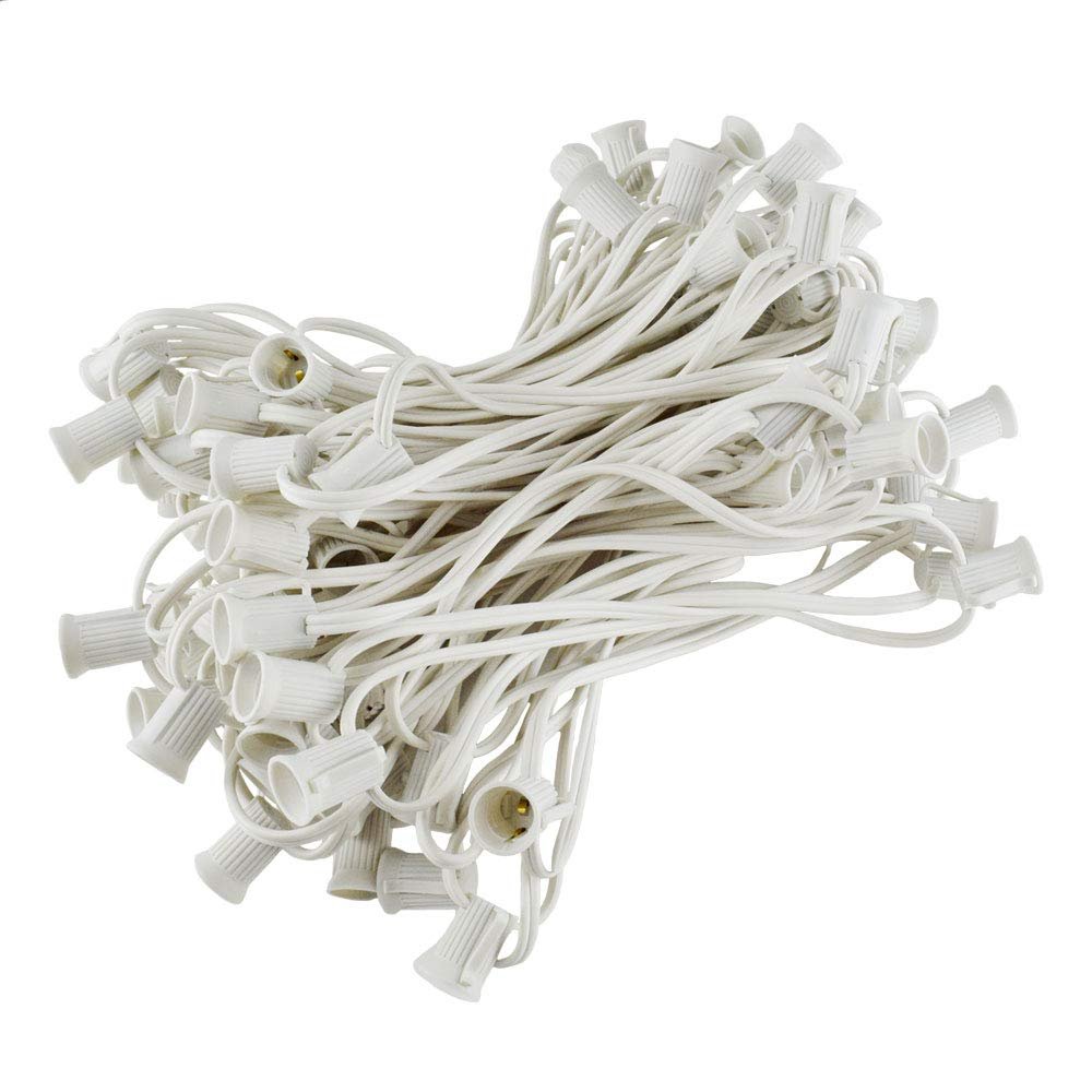 100 Foot C9 Light Strand | White Wire 100 Sockets Intermediate E17 Base | 12" Spacing Outdoor/Indoor Use | Ideal Christmas Lighting | 1 Pack by GoodBulb