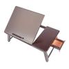 Adjustable Laptop Desk, 100% Bamboo Multifunctional Table Breakfast Serving Tray Lap Desk with Tilting Shelf, Folding Legs, Drawer - Plain Coffee view 1