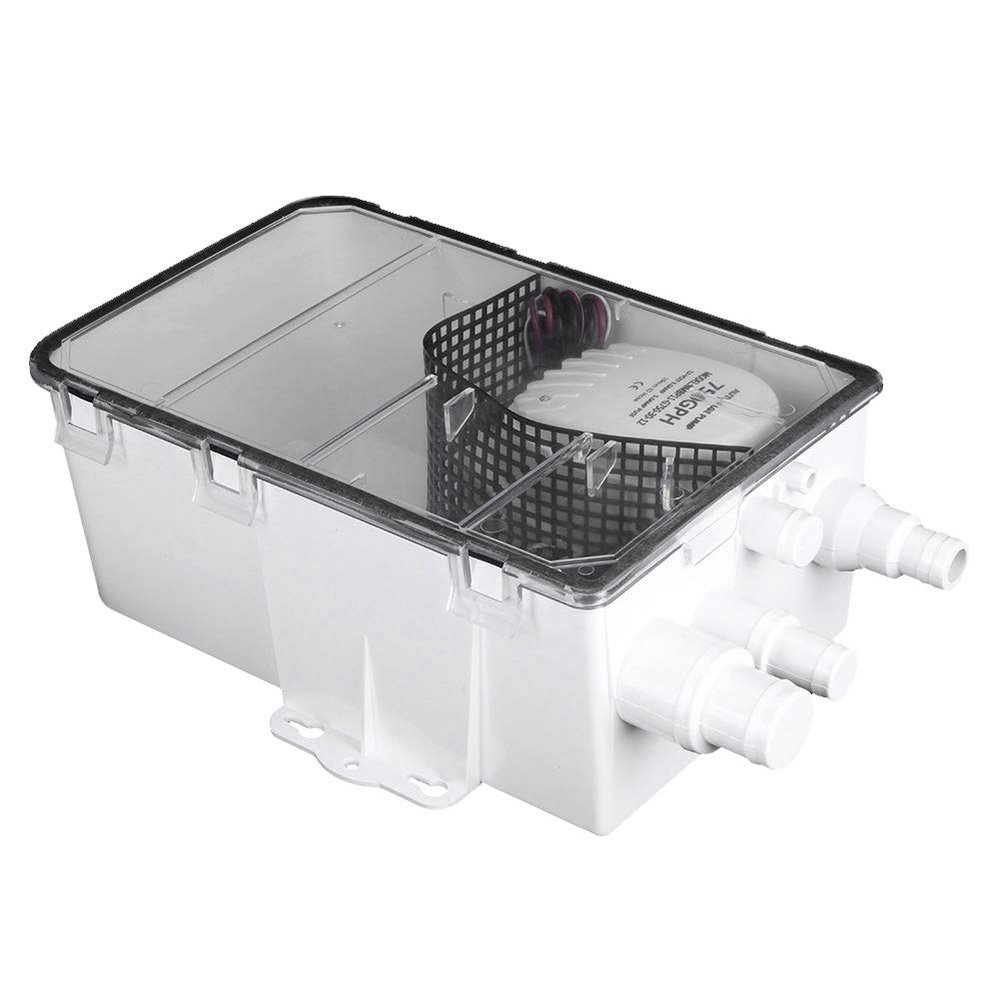 Acouto Shower Sump Pump 12V,Shower Sump Pump System Boat RV Bilge 12V 750GPH Marine Multi Port Drain Box