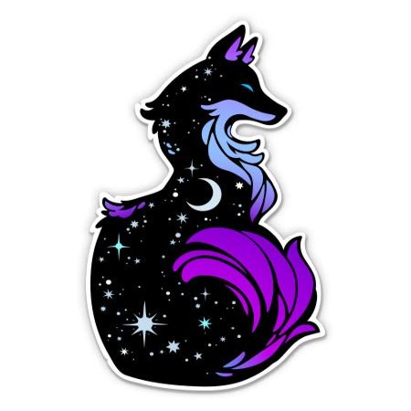 Celestial Fox Pretty Night Sky - 3" Vinyl Sticker - for Car Laptop Water Bottle Phone - Waterproof Decal